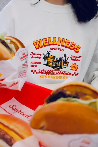 WELLNESS WAFFLE HOUSE EMBROIDERY SWEATSHIRT