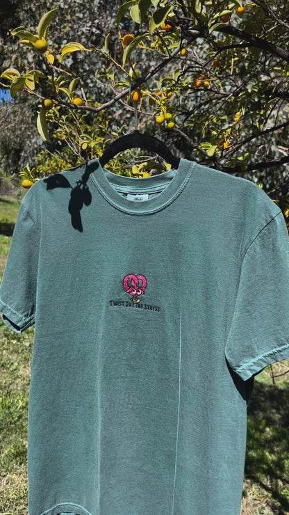 TWIST OUT THE STRESS EMBROIDERY TEE